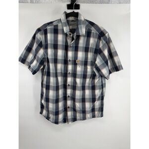 Carhartt Mens Plaid Short Sleeve Relaxed Fit Button Up Shirt Size M